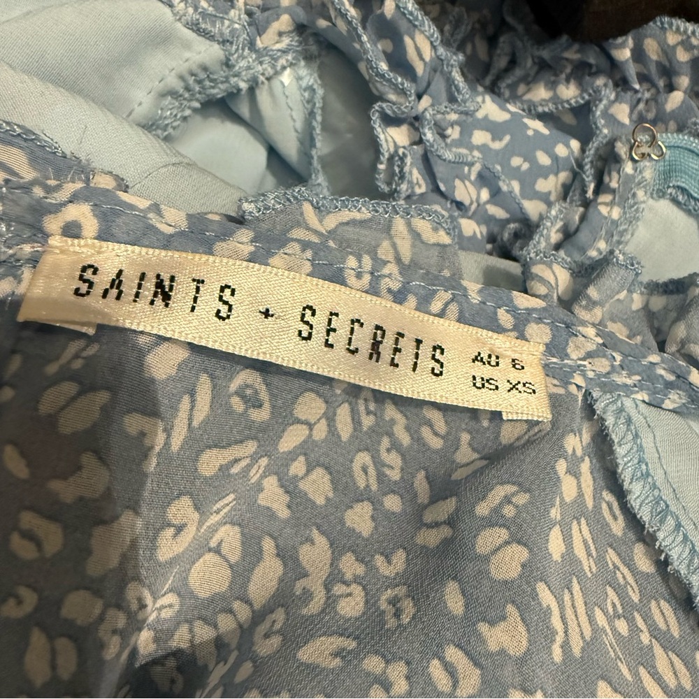 💙 Saints + Secrets Sky Blue Long Sleeve Ruffle Dress - Picture 5 of 7